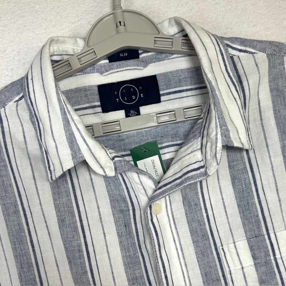 Even Tide Casual Shirt Mens XLT XL Tall Striped Cotton Linen Stitch Fix New